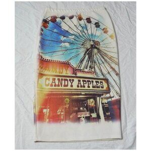 Vibrant & Fun Ferris Wheel Carnival Fair Print Bodycon Wiggle Skirt, SZ S GUC